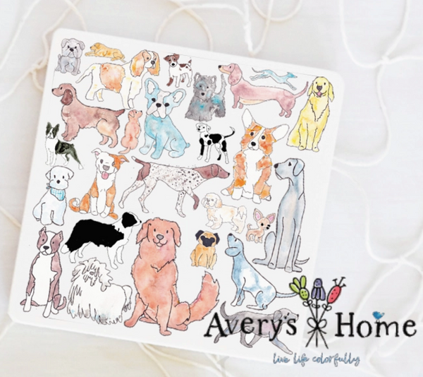 Watercolor Different Dog Breeds Stone Coaster