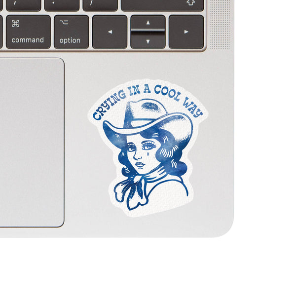 Crying in a Cool Way Cowgirl Vinyl Sticker