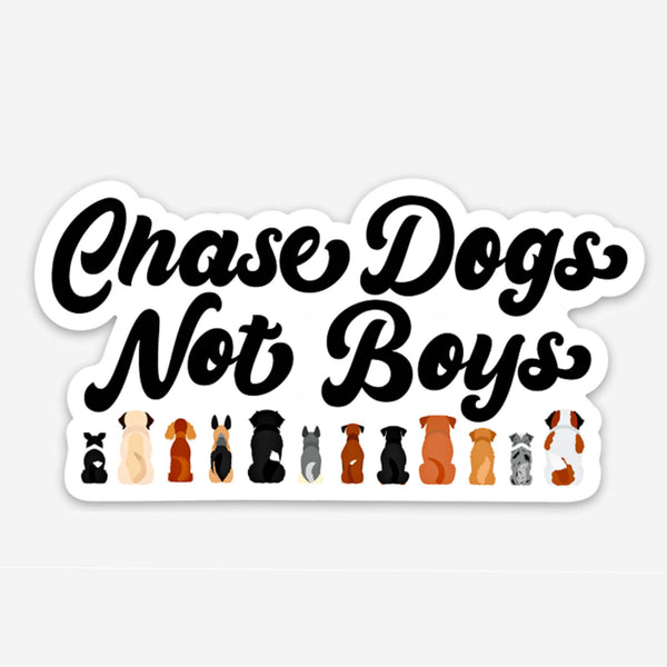 Funny Dog Sticker - Chase Dogs not Boys