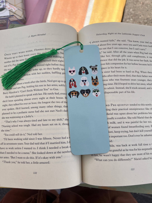 Puppy Bunch on Blue Bookmark