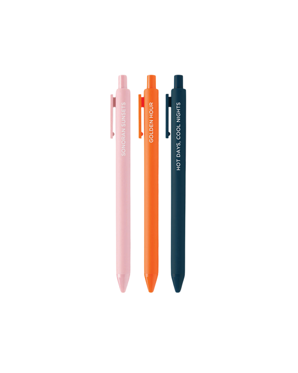 Sonoran Sunset Gel Pen Trio – Black Ink Gel Pens