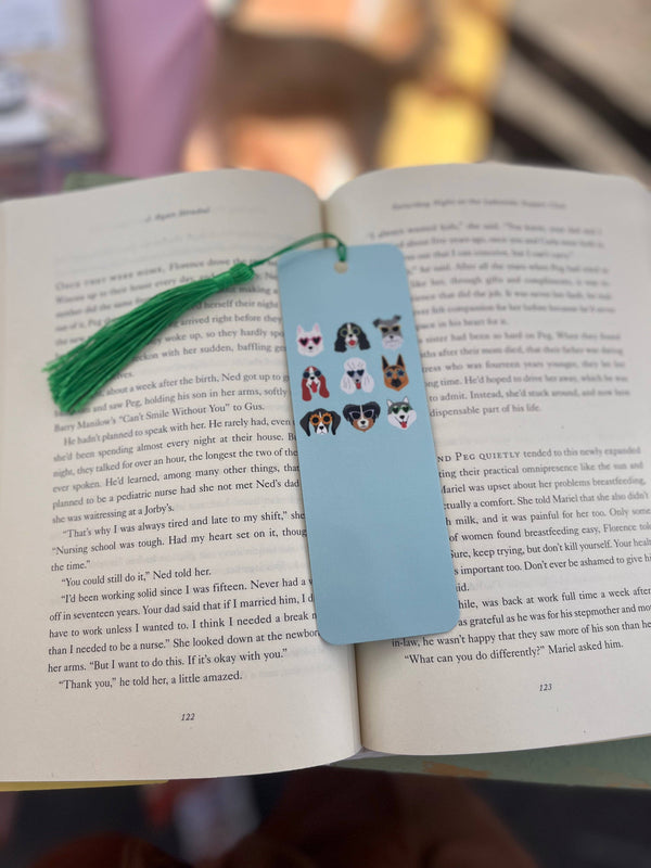 Puppy Bunch on Blue Bookmark