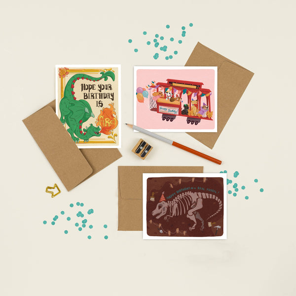 Cable Car Dog Birthday Card