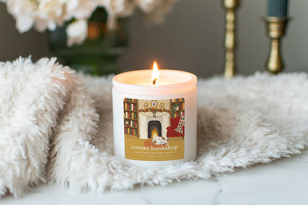 Corner Bookshop Soy Candle | Crunchy Leaves, New Books + Sweaters