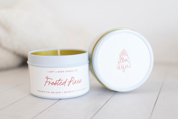 Frosted Pines | Fraser Fir, Balsam + Bayberry Tin Candle