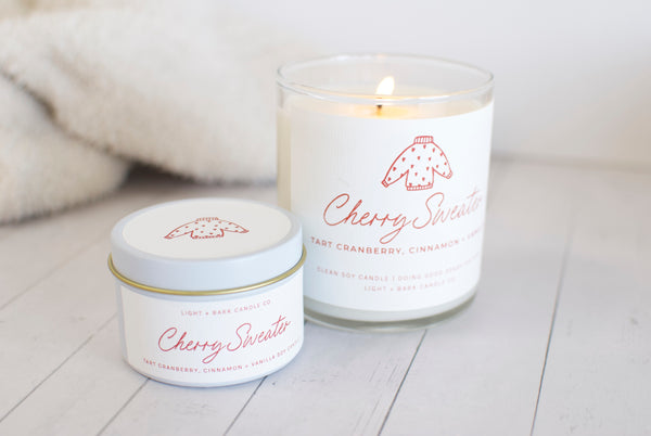 Cherry Sweater | Tart Cranberry, Cinnamon + Vanilla Tin Candle