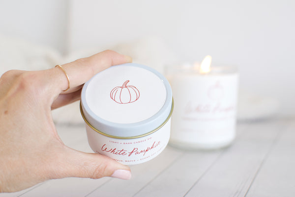 White Pumpkin | Harvest Pumpkin, Maple + Sugar Tin Candle