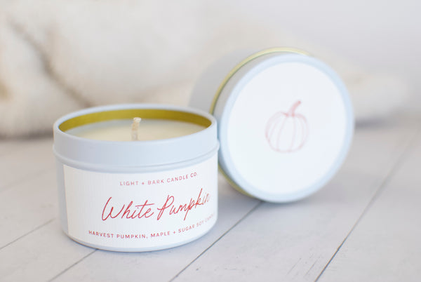 White Pumpkin | Harvest Pumpkin, Maple + Sugar Tin Candle