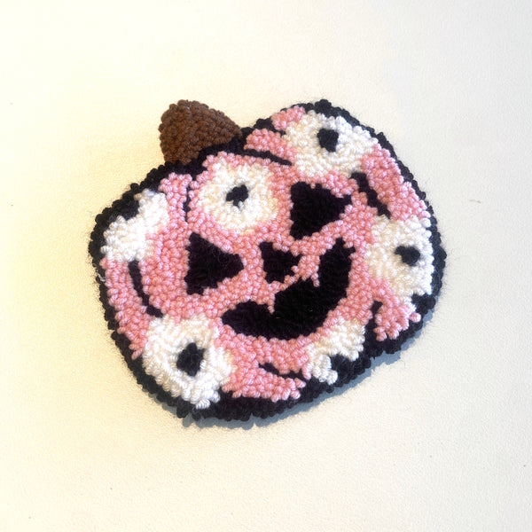 Pink Pumpkin Punch Needle Mug Candle Coaster