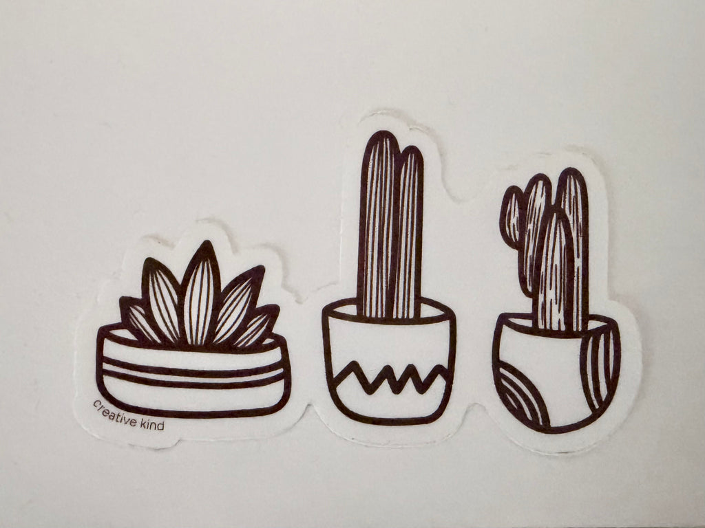 3 Potted Cacti Sticker