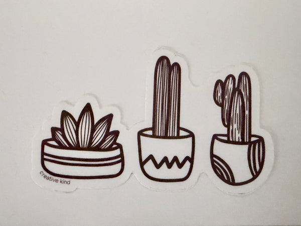 3 Potted Cacti Sticker