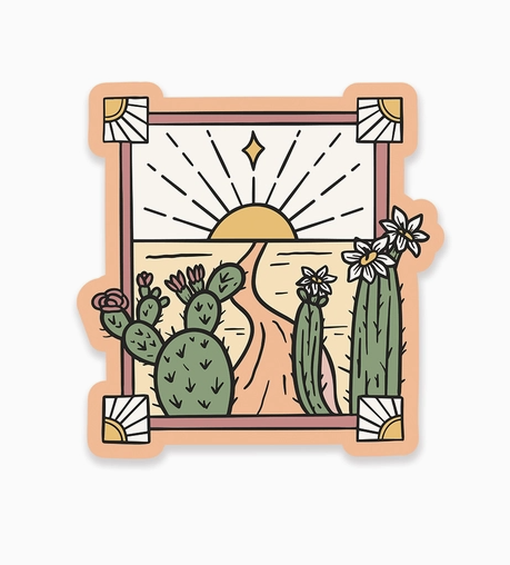 Sunset Desert Square Vinyl Sticker