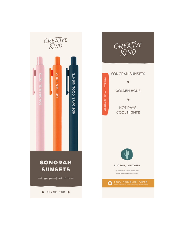 Sonoran Sunset Gel Pen Trio – Black Ink Gel Pens