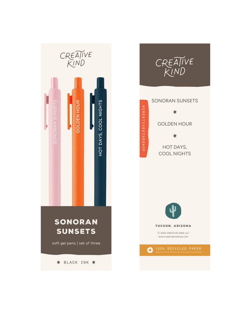 Sonoran Sunset Gel Pen Trio – Black Ink Gel Pens