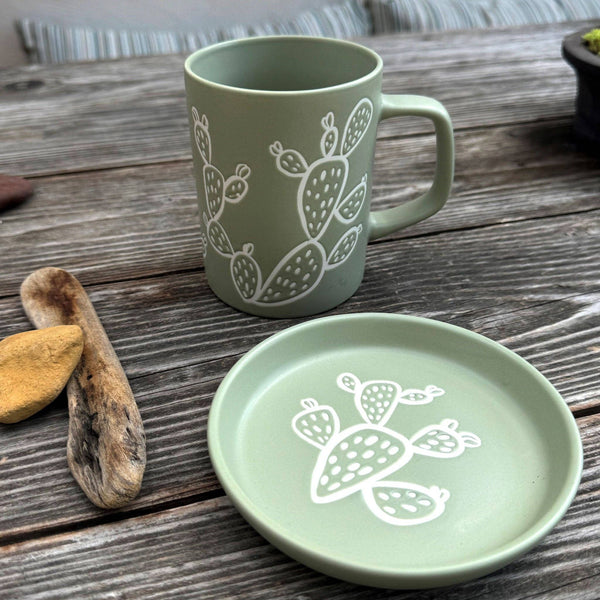 Prickly Pear Cactus Mini Pet Bowl or Coaster