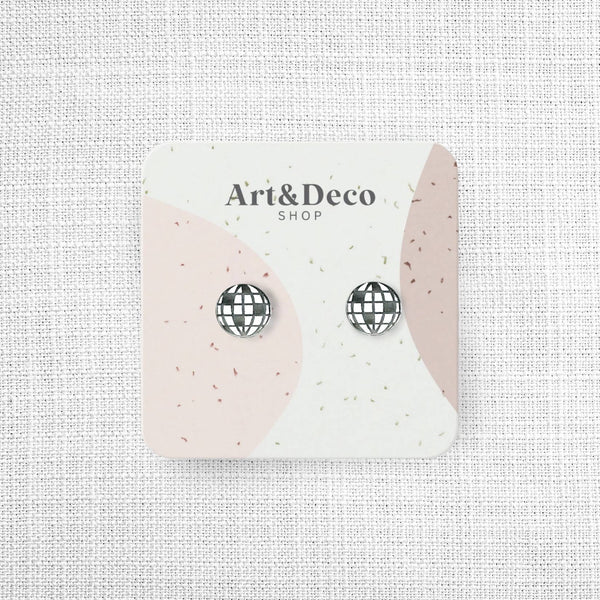 Mini Silver Disco Ball Stud Earrings