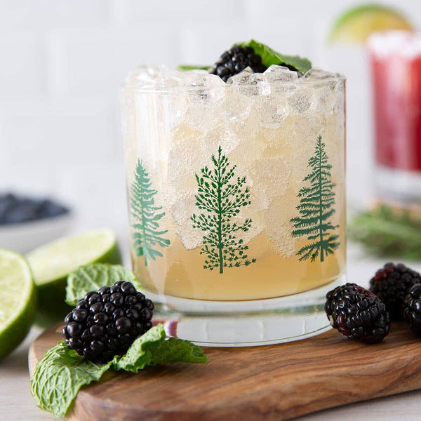 Trees Rocks Glass | Whiskey Glass | Barware