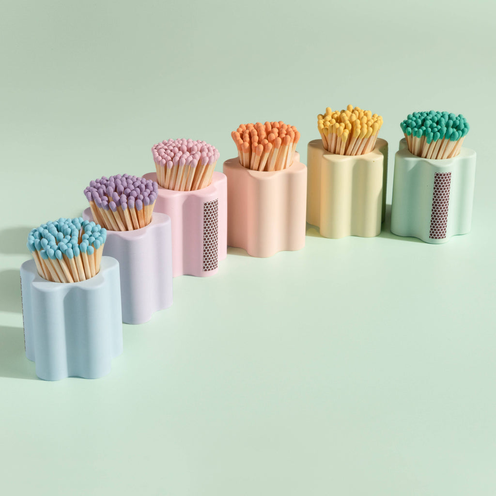 Pastel Flower Vessel with Colorful Matchsticks: Pink