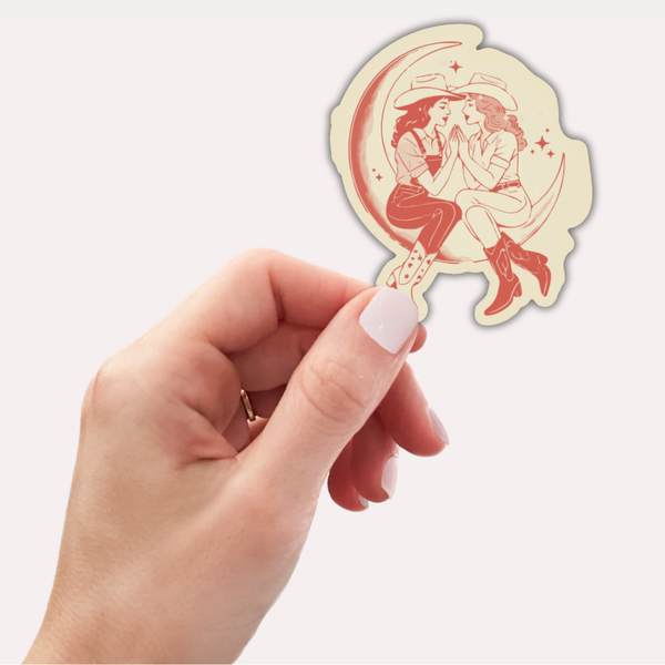 Cowgirl Chics Hanging in the Moon Sticker – LGBTQ+ Western