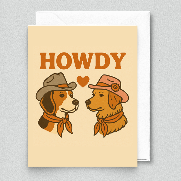 Howdy Cowboy Dogs Card – Western Dog Greeting with Heart