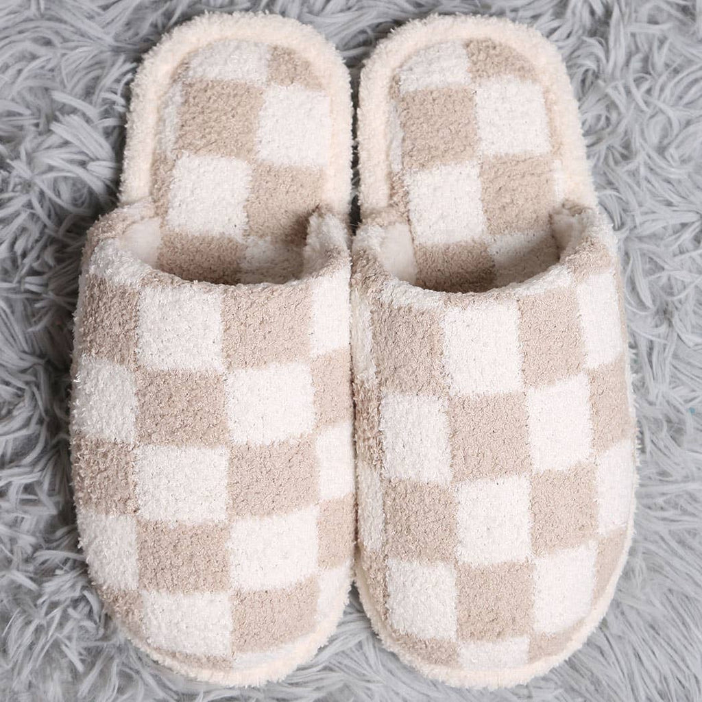 Checkerboard Sherpa Slippers